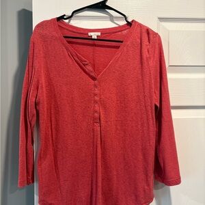 GAP Red Long-Sleeve Henley Top